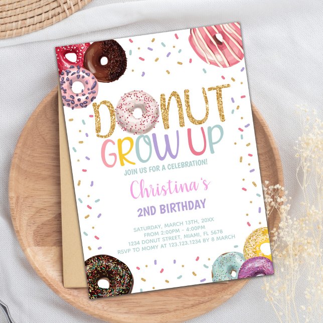 Convites Convidado para Crianças do Partido Sweet Sprinkle  (Donuts Birthday Invitations)