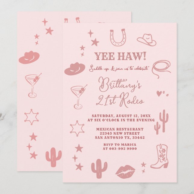 Convites Convidado para Festa de aniversário no Sudoeste de (Frente/Verso)