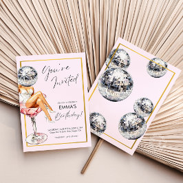 Convites Convidado para Garota Disco no Vidro Cocktail