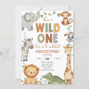 Convites Convidado para primeiro aniversario Safari Wild On