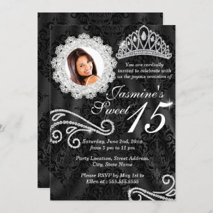 Convites Convidado para Quinceanera, Foto para Diamond e Da
