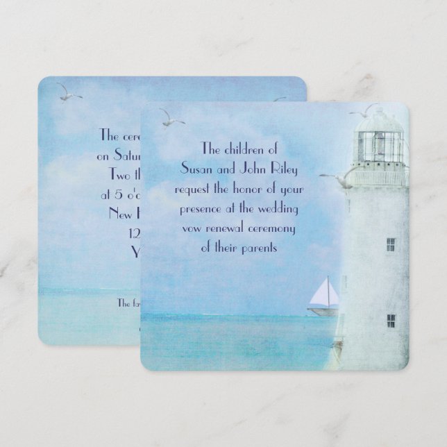 Convites Convidado para renovação do Vow do Farol (Frente/Verso)