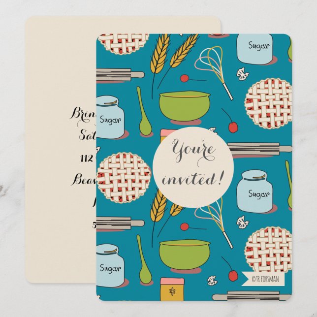 Convites Convidado por TR Forsman para o padrão de torta do (Frente/Verso)