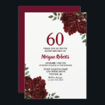 Convites Convidado Romântico para Burgundy 60º Aniversário<br><div class="desc">Romântica Burgundy Rosa vermelha 60º Aniversário Convidar Ver coleção correspondente em loja</div>