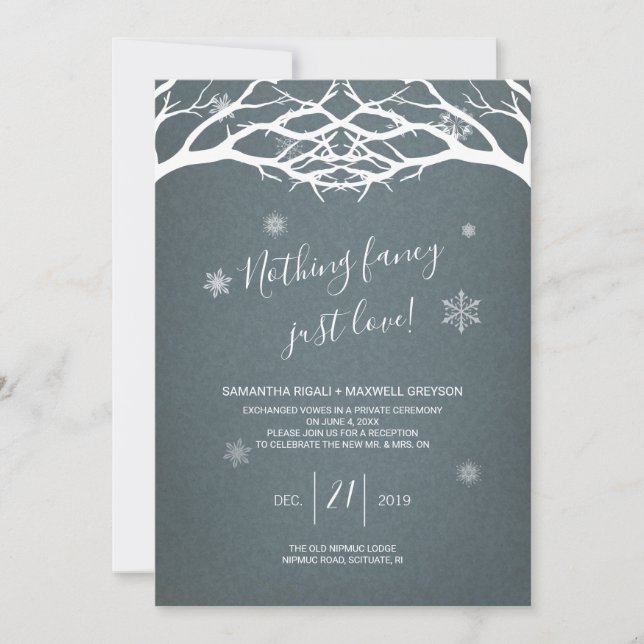 Convites Convidado Rustic Winter Birch Elopement (Frente)