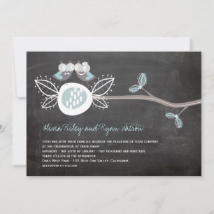 Convites Convidado Rustico de Casamento de Chalkboard Owls