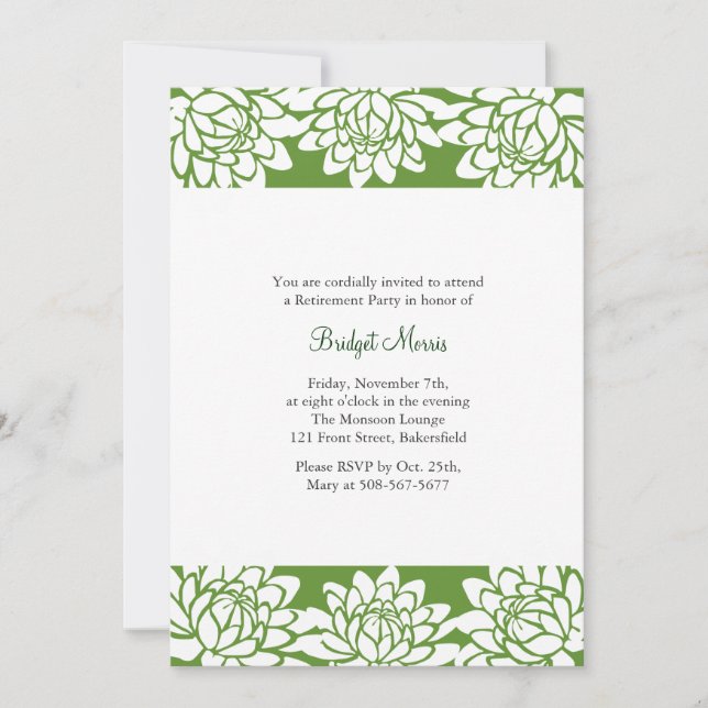 Convites Convidado Verde Moderno e Floral do Partido da Ref (Frente)