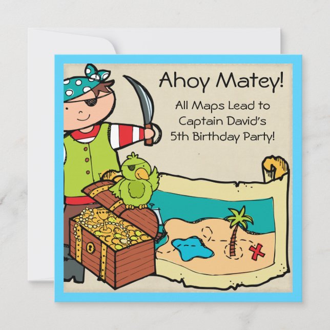 Convites Convidados de aniversário para piratas personaliza (Frente)