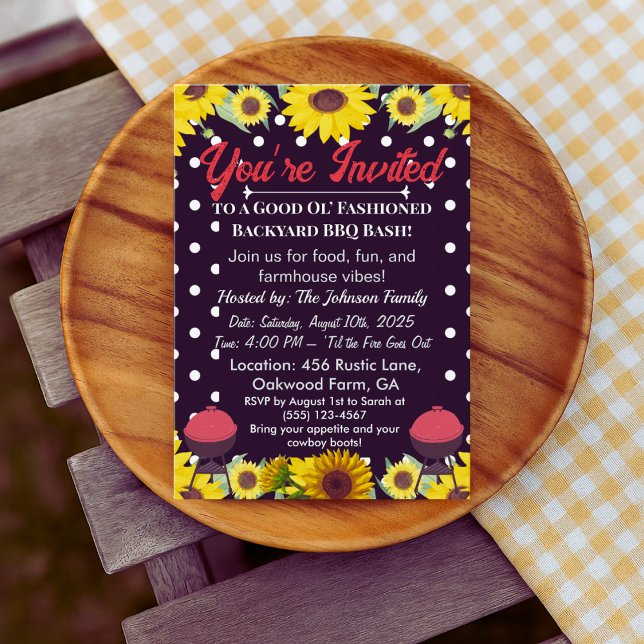 Convites Convidados de Cookout de Farmhouse - Grelha e CHUR (Criador carregado)