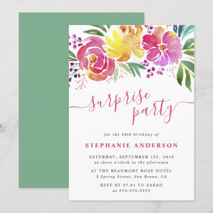 Convites Convidados do Elegant Watercolor Floral Surprise P