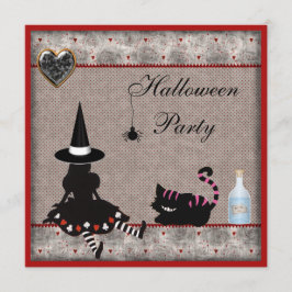 Convites Convidados do Festa de Halloween de Alice Witch &