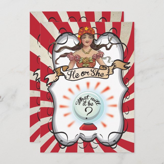 Convites Convidados do Fortune Teller para a Revelação de G (Frente/Verso)