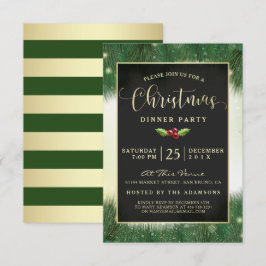 Convites Convidados do Janto de Natal Verde e Dourado Moder