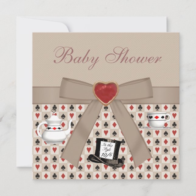 Convites Convidados do Tea Party para Alice no Chá de frald (Frente)