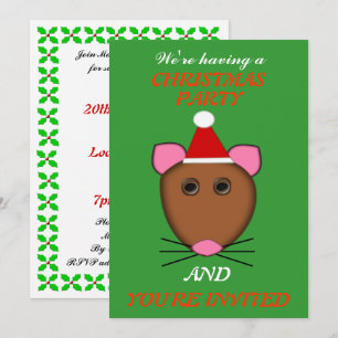 Convites Convidados para a festa do rato de Natal feliz