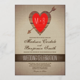 Convites Convidados para Casamento de Campo do Coração Ve