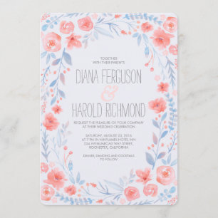 Convites Convidados para Casamento Elegante Floral de Water