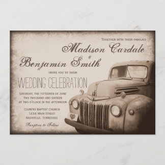 Convites Convidados para Casamento por País Rustic Old Truc