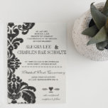 Convites Convidados para Casamento tema damasco Negro Rusti<br><div class="desc">Vintage Black Floral Elegante Russo Inglês Cottagecore Aestético Vintage Casamento tema damasco Moderno Die Cut Convites</div>