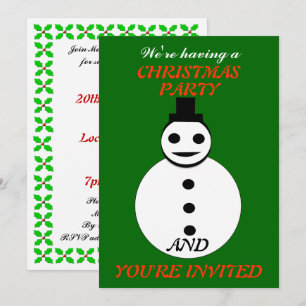 Convites Convidados para Festa Personalizada de Snowman de