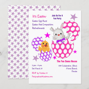 Convites Convidados para festas de caça de ovos divertida 