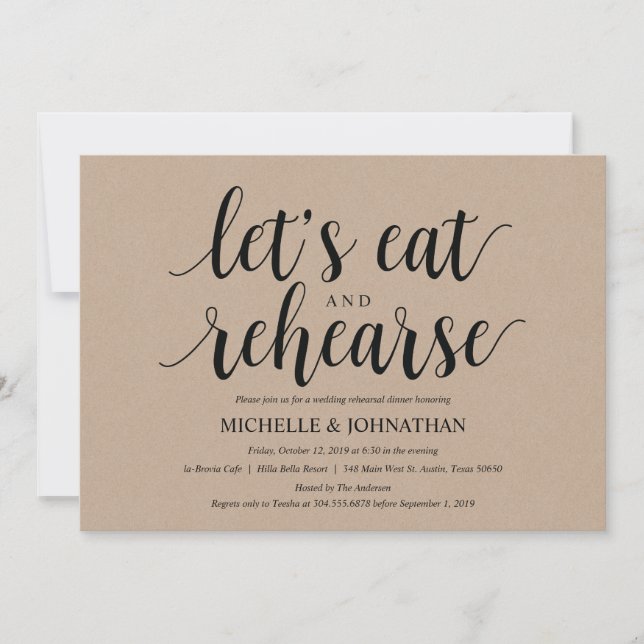 Convites Convidados para Janto de Casamento Rustic Kraft (Frente)
