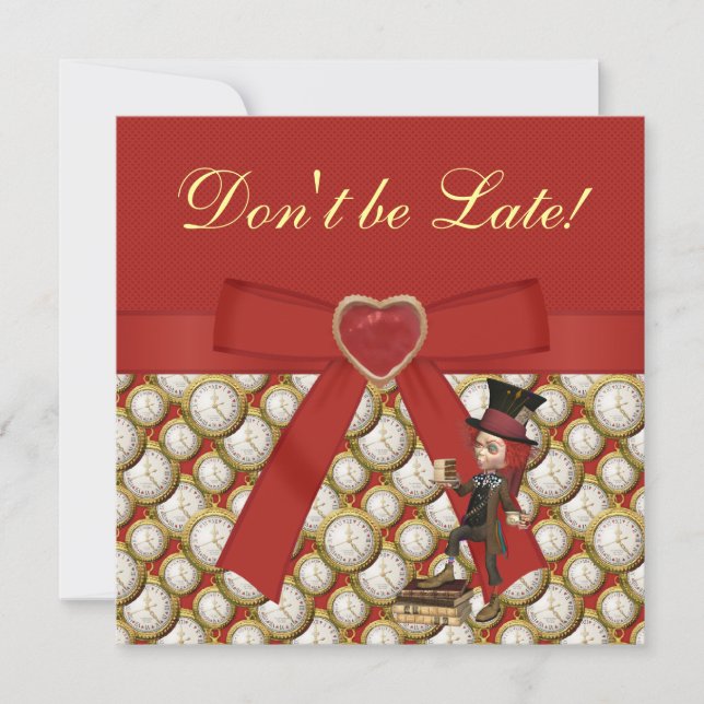 Convites Convidados para o Tea Party Alice no País das Mara (Frente)