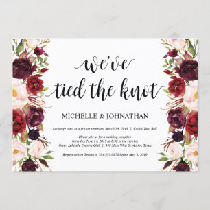 Convites Convidados Rustic Burgundy para Recepção de Elopem