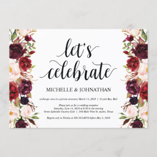 Convites Convidados Rustic Burgundy para Recepção de Elopem