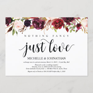 Convites Convidados Rustic Burgundy para Recepção de Elopem