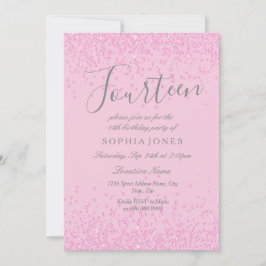 Convites Convidar 14 Festas de aniversário de Glitter Rosa