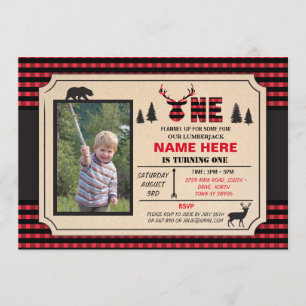 Convites Convidar 1rua Lumberjack One Birthday