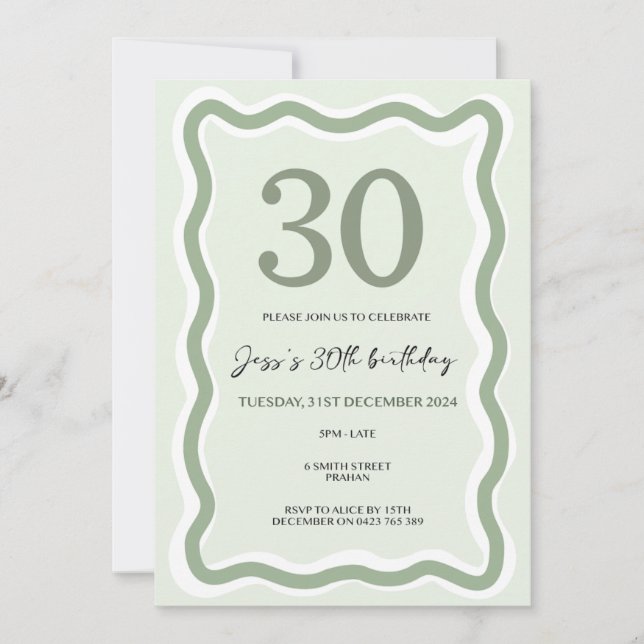 Convites Convidar 30 de Borda Wavy (Frente)