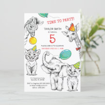 Convidar 5 aniversário com um animal engraçado e f