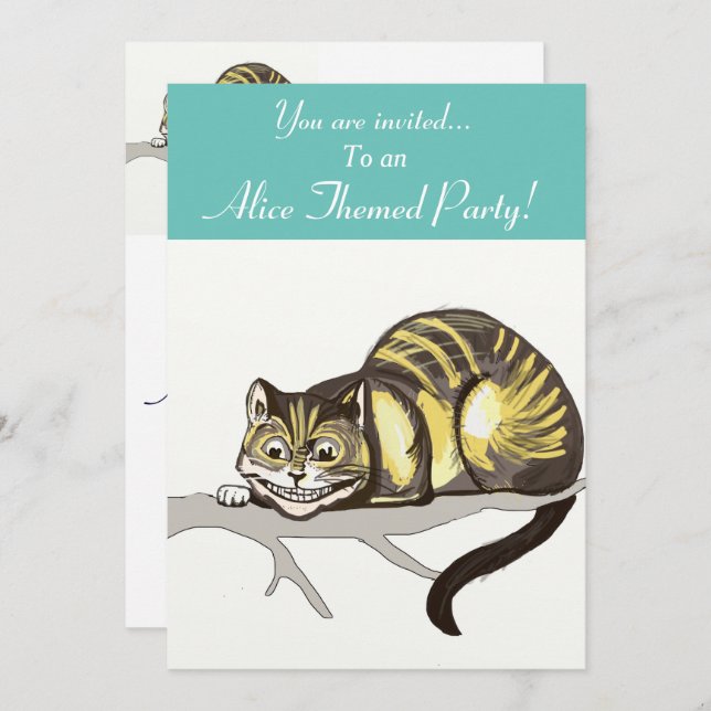 Convites Convidar a festa da Alice Themed (Frente/Verso)