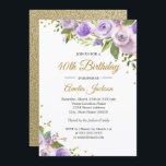 Convites Convidar aniversário de 40 anos Floral Dourado Rox<br><div class="desc">Convites florais mais bonito na Loja Little Bayleigh!</div>