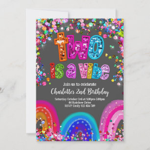 Convites Convidar as segundos aniversários do Grupo Glitter