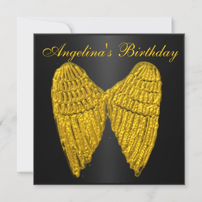 Convites Convidar Asas Douradas Negras (Frente)