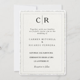 Convites Convidar Borda Moderna do Deckle de Script Torno-M