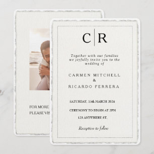 Convites Convidar Borda Moderna do Deckle de Script Torno-M