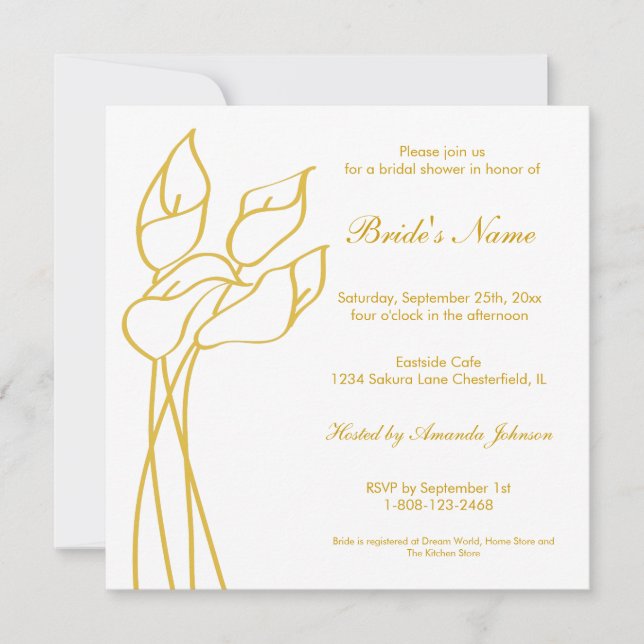 Convites Convidar Calla Lily (Frente)