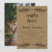 Convidar Casais de Fotografia Rustic Laurel Kraft