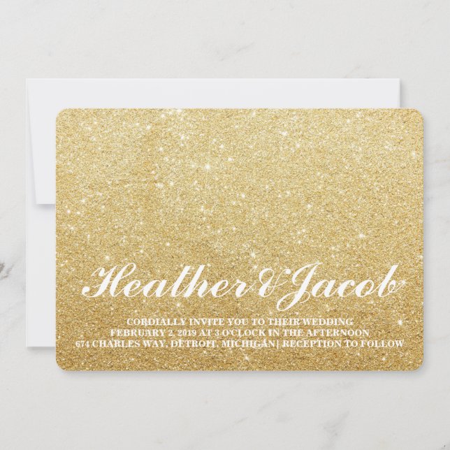 Convites Convidar - Casamento de Ouro Glit Fab (Frente)
