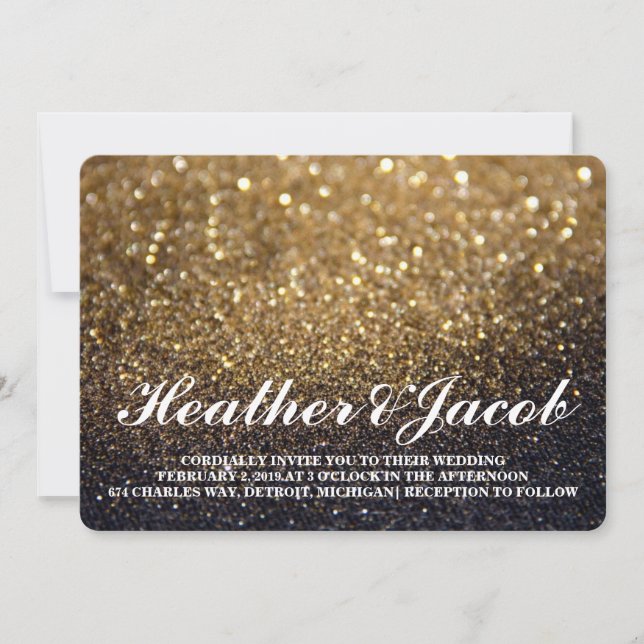 Convites Convidar - Casamento Dourado com o Fab Lit Nite (Frente)
