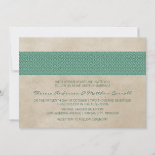 Convites Convidar Casamento tema damasco Russo Verde