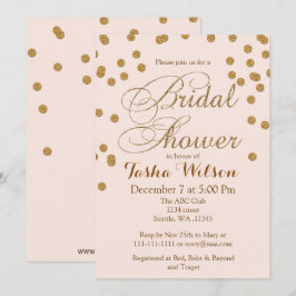 Convites Convidar Chá de panela brilhante rosa e Dourado