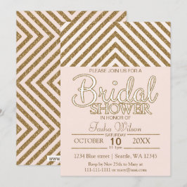 Convites Convidar Chá de panela brilhante rosa e Dourado