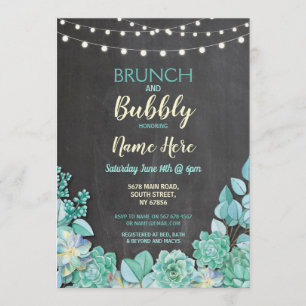 Convites Convidar Chá de panela Brunch e Bubble Succulents