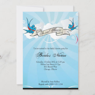 Convites Convidar Chá de panela Tattoo Swallows and Scroll