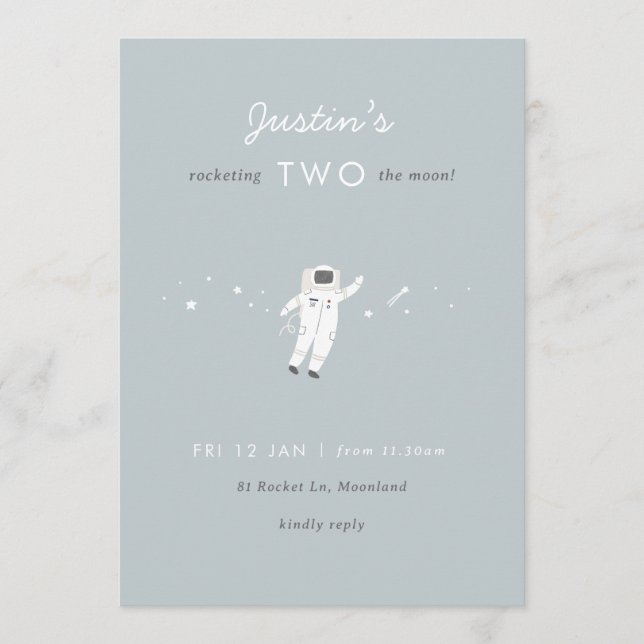Convites Convidar Dois segundos aniversários Da Moon Space  (Frente)